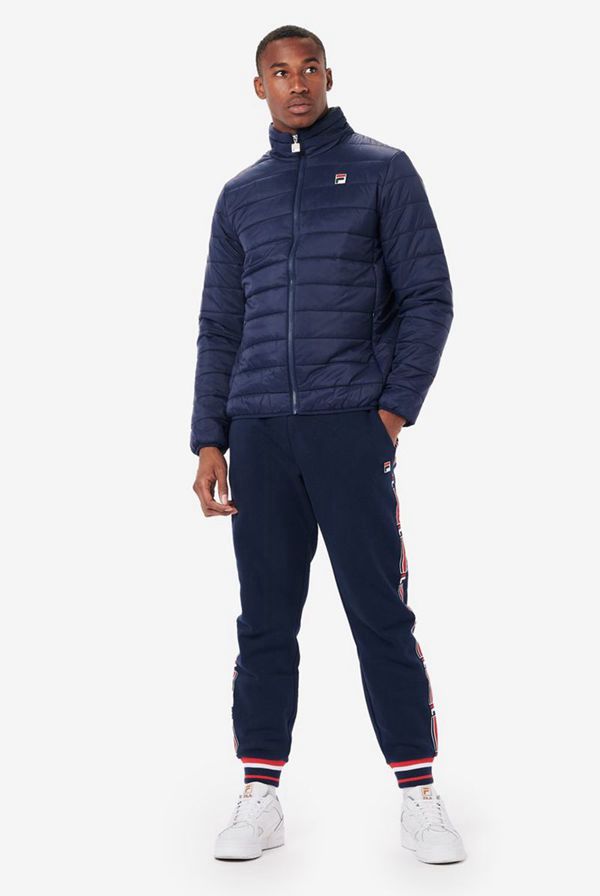 Fila Skip Colour Block Puffer Men's Jackets - Navy,NZ 705-74302